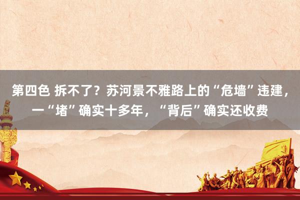 第四色 拆不了?苏河景不雅路上的“危墙”违建,一“堵”确实十多年,“背后”确实还收费
