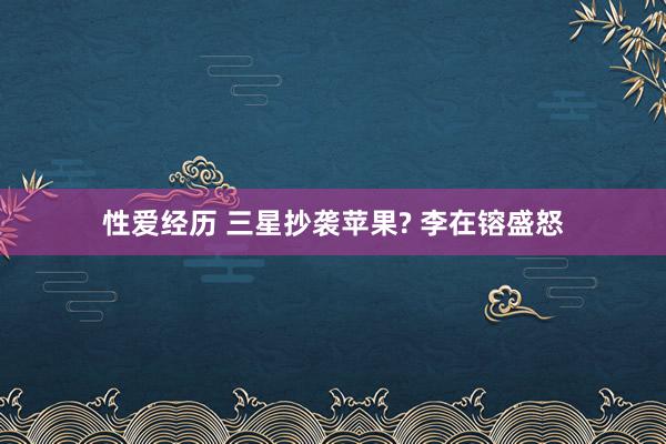 性爱经历 三星抄袭苹果? 李在镕盛怒