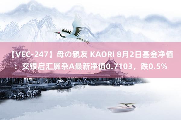 【VEC-247】母の親友 KAORI 8月2日基金净值:交银启汇羼杂A最新净值0.7103,跌0.5%