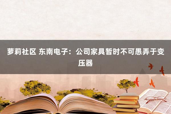 萝莉社区 东南电子:公司家具暂时不可愚弄于变压器