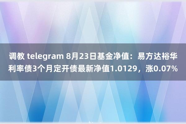 调教 telegram 8月23日基金净值:易方达裕华利率债3个月定开债最新净值1.0129,涨0.07%