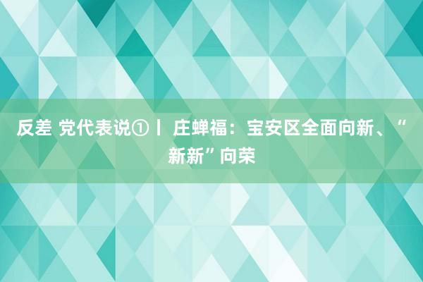 反差 党代表说①丨 庄蝉福:宝安区全面向新、“新新”向荣