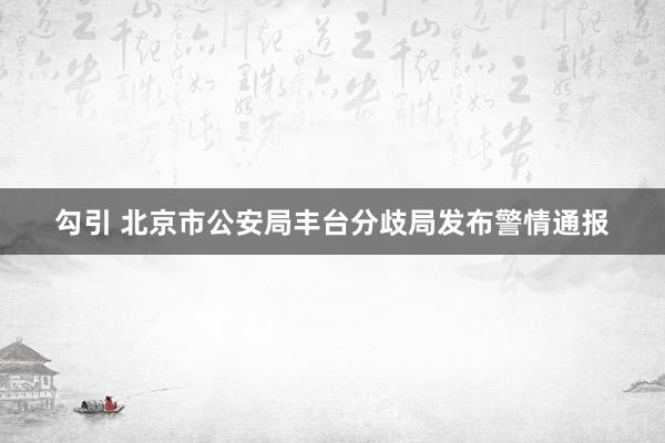 勾引 北京市公安局丰台分歧局发布警情通报